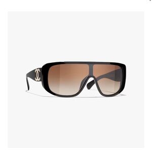 Chanel Women’s Shield Sunglasses Black/Brown Gradient Ref.5495 C622/S5